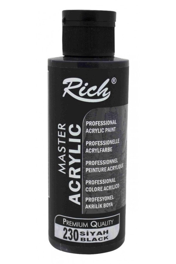 Rich Master Akrilik Boya - 230 Siyah Renk Akrilik Hobi Boyası, 8682374015563, Hobi Boyaları, 8682374015563