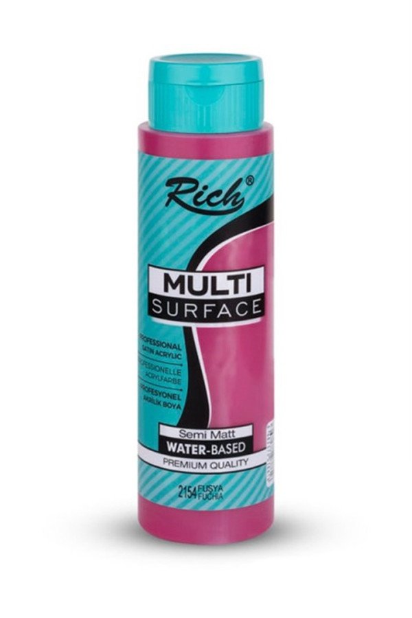 Rich 500 cc Multi Surface Akrilik Boya - 2154 Fuşya Renk Akrilik Hobi Boyası, 8682374038616, Hobi Boyaları, 8682374038616