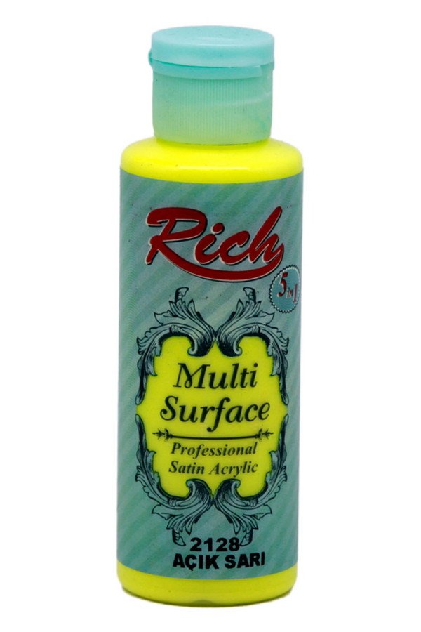 Rich 120 cc Multi Surface Akrilik Boya - Açık Sarı 2128 Hobi Boyası Rich 120 cc Multi Surface Akrilik Boya - Açık Sarı 2128 Hobi Boyası