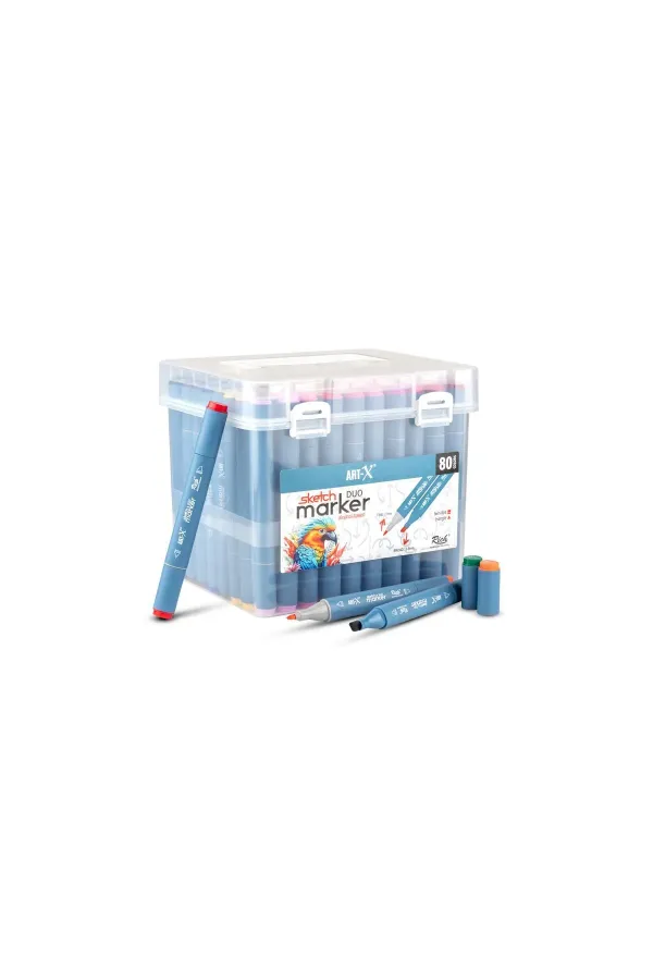 Rich Art-X Sketch Marker Duo Marker 80 Renk Set Çift Uçlu Su Bazlı Boyama Kalemi Rich Art-X Sketch Marker Duo Marker 80 Renk Set Çift Uçlu Su Bazlı Boyama Kalemi, 7282374180513, Hobi Boyaları, 7282374180513